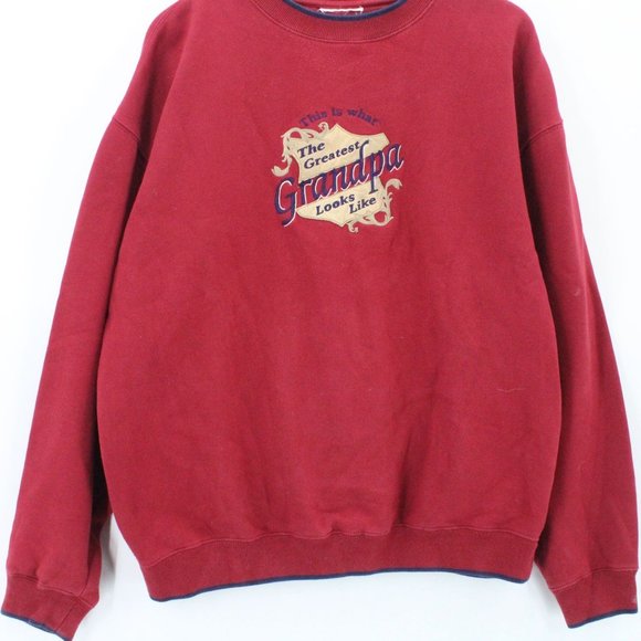 Vintage M&C Sport Crewneck Sweatshirt Mens Red Pullover Greatest Grandpa XL - Picture 4 of 9